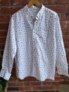 ROWN Winter Ski Lodge Scene Button Down Shirt